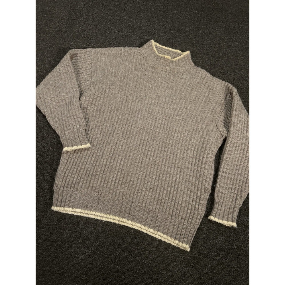 Bonner Of Ireland Sweater Mens Large Brown Chunky Knit Pure New Wool Fisherman